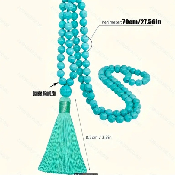 1pc Boho Chic 108 Bead Turquoise Mala Necklace, 6mm Synthetic Faux Gemstone, - Picture 9 of 12